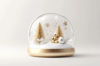 Elegant Gold And White Christmas Snow Globe