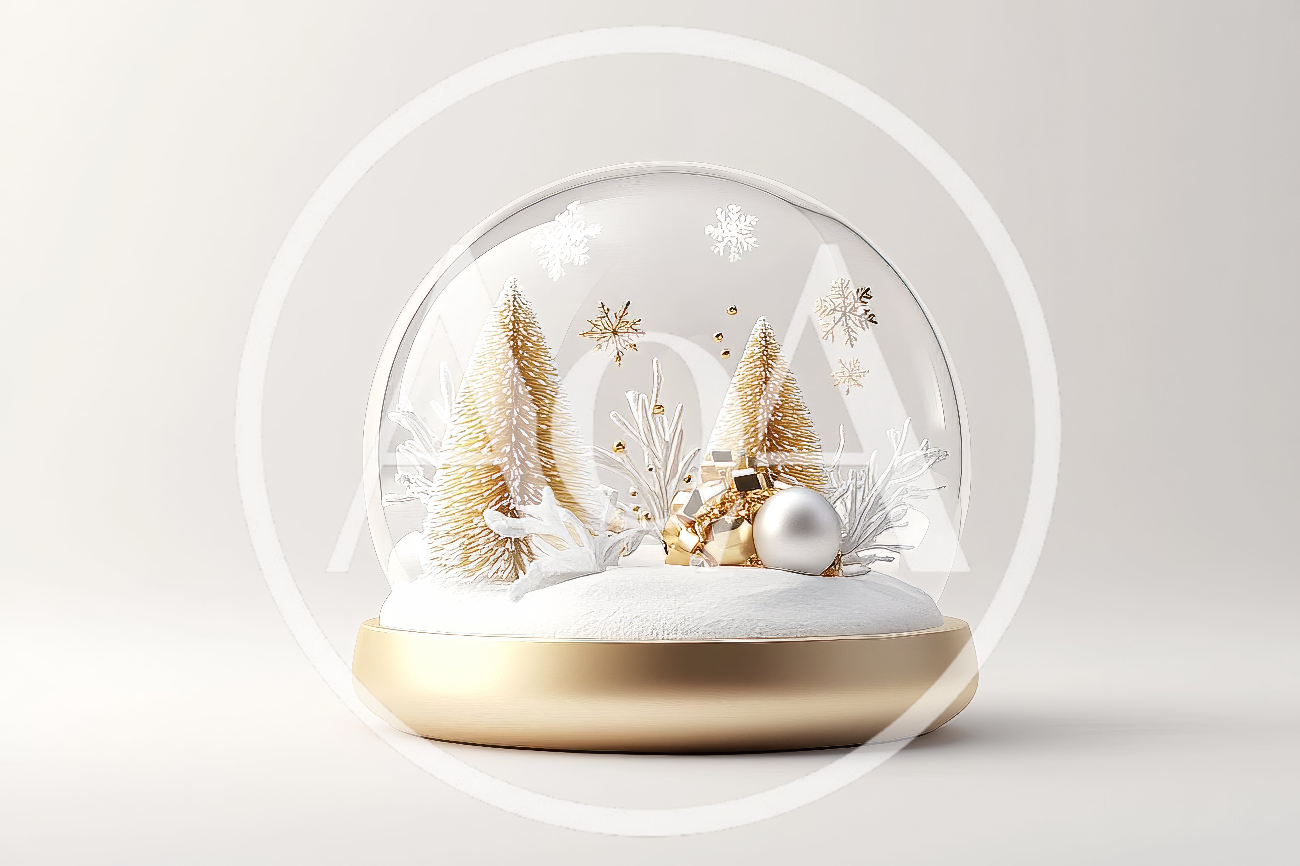 Elegant Gold And White Christmas Snow Globe
