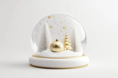 Golden Christmas Ornament Inside A Glass Snow Globe