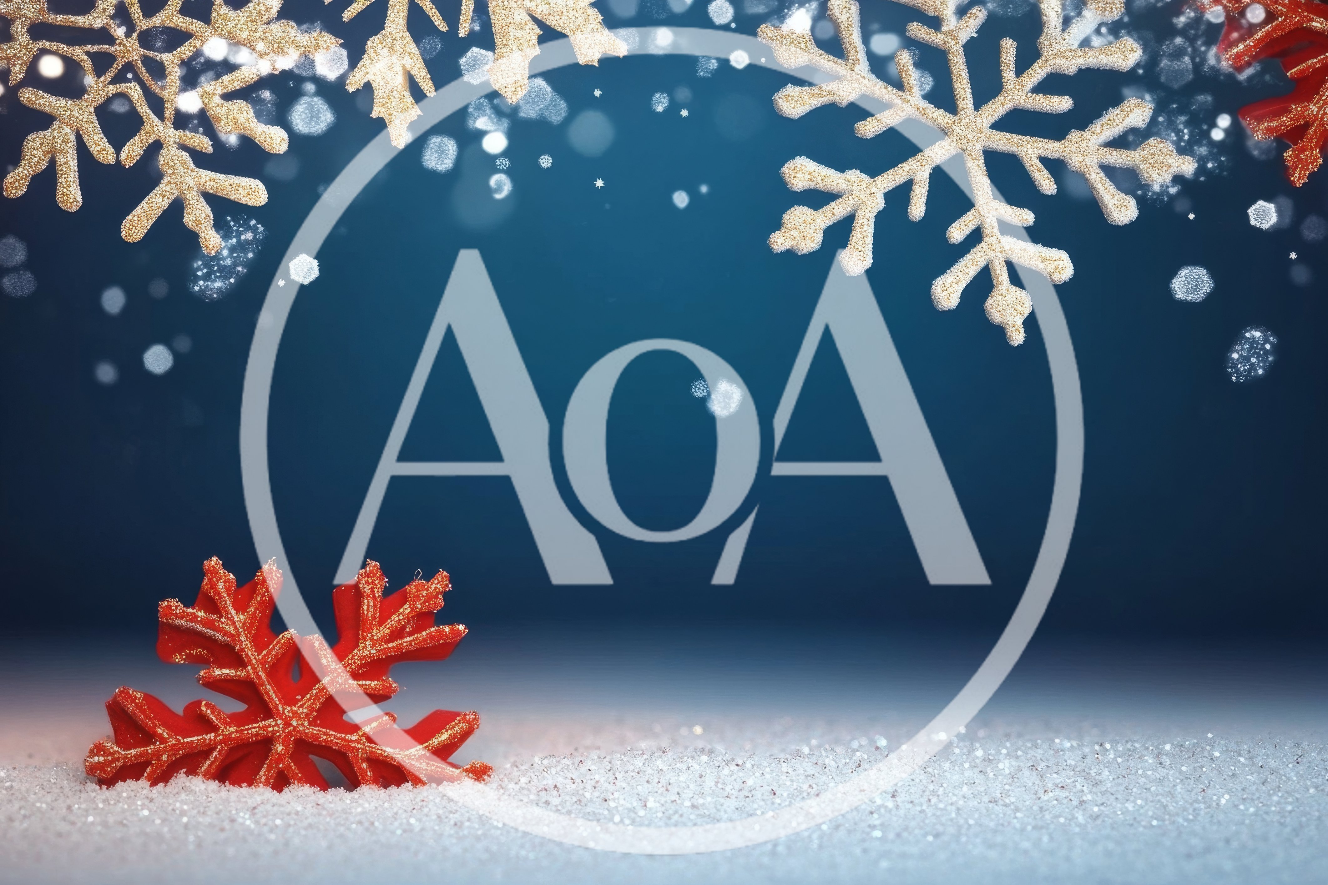 Red Snowflake Ornament Resting On Snowy Surface