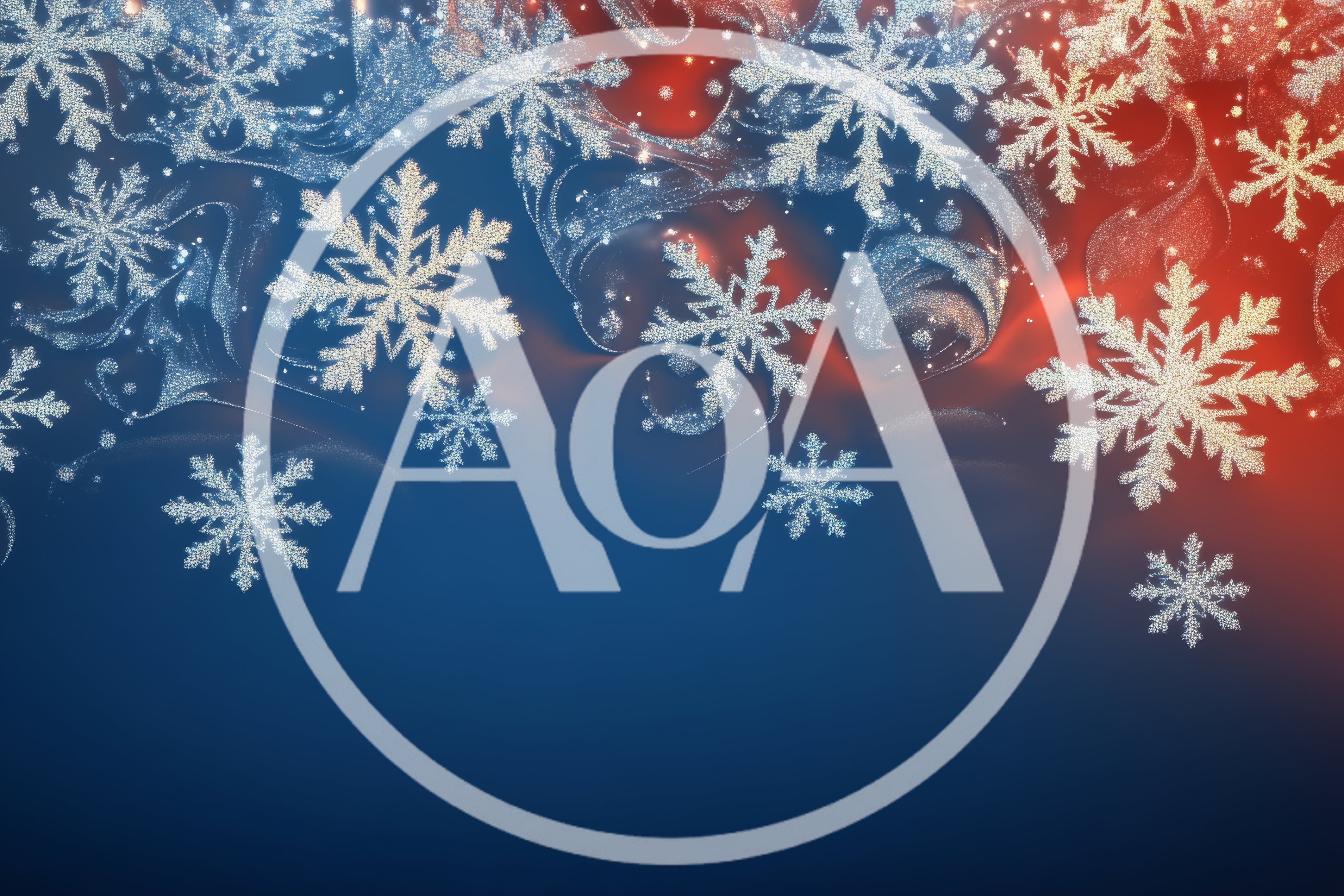 Glittering Silver Snowflakes On Blue And Red Background