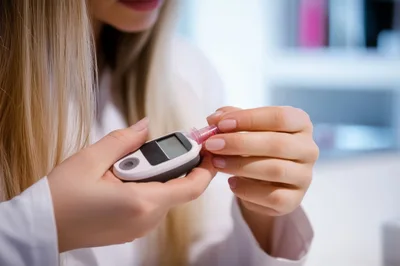 Healthcare Professional Preparing Blood Glucose Meter