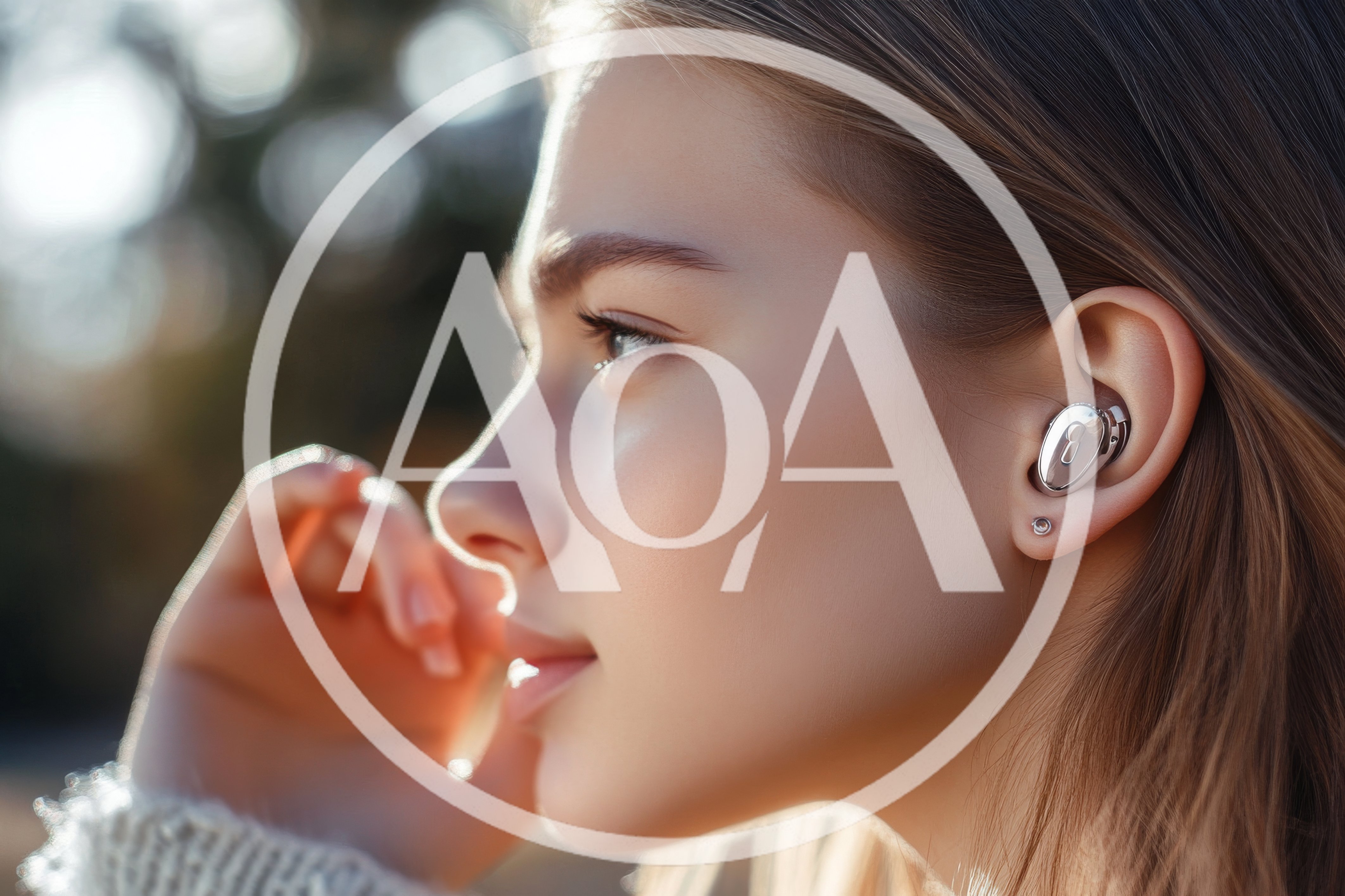 Young Woman Wearing Wireless Earbuds Outdoors