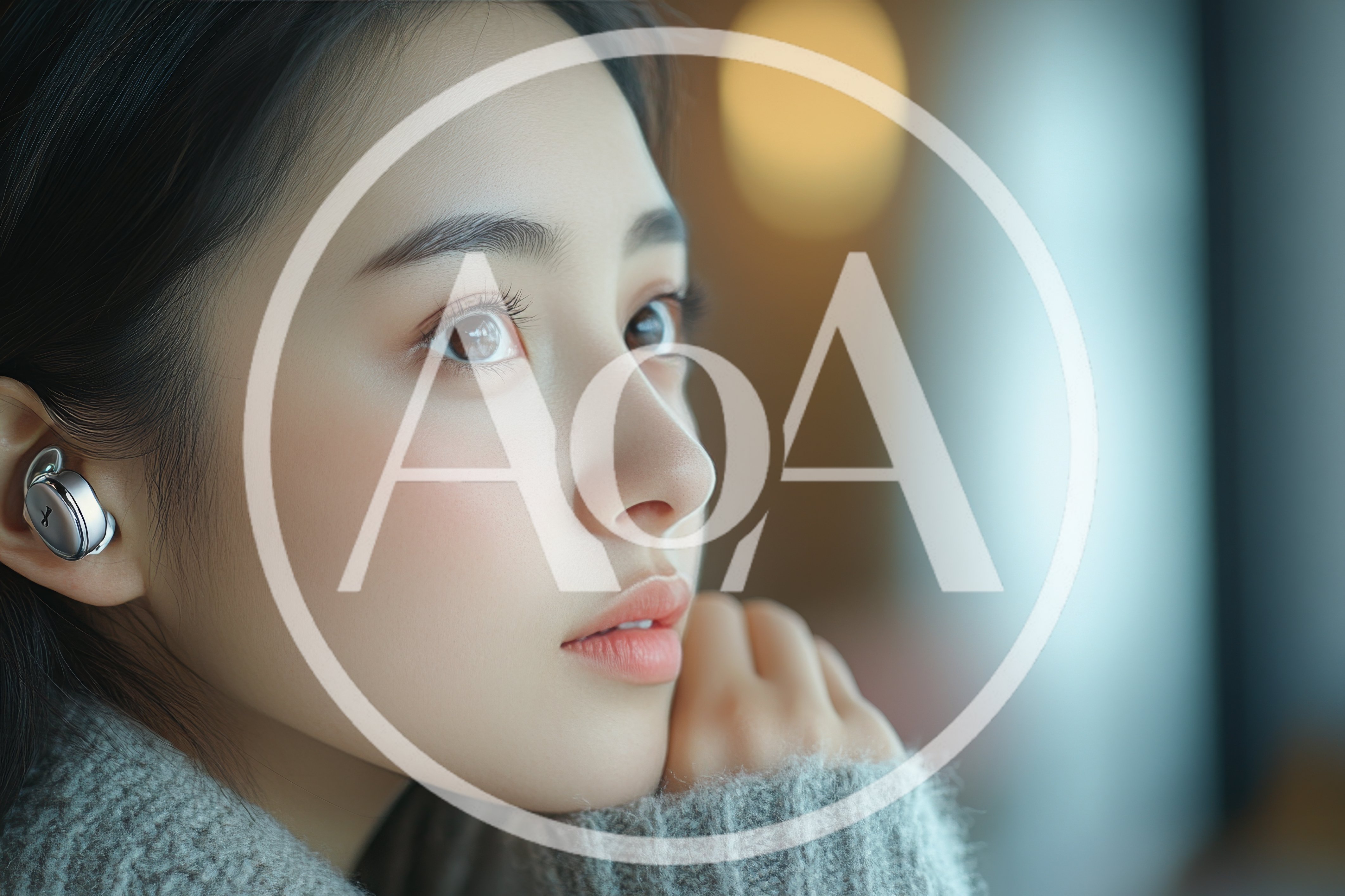 Young Asian Woman Wearing Wireless Earbuds