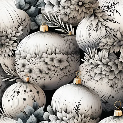Seamless Pattern Of Elegant Christmas Ornaments And Floral Accents