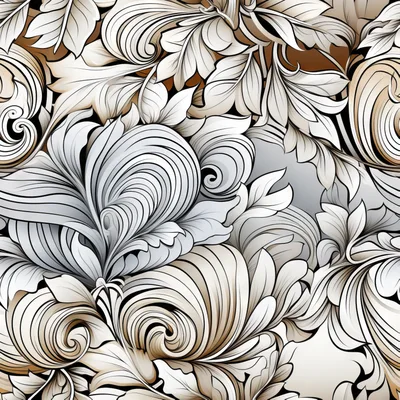 Seamless Baroque Floral Pattern With Ornate Swirls