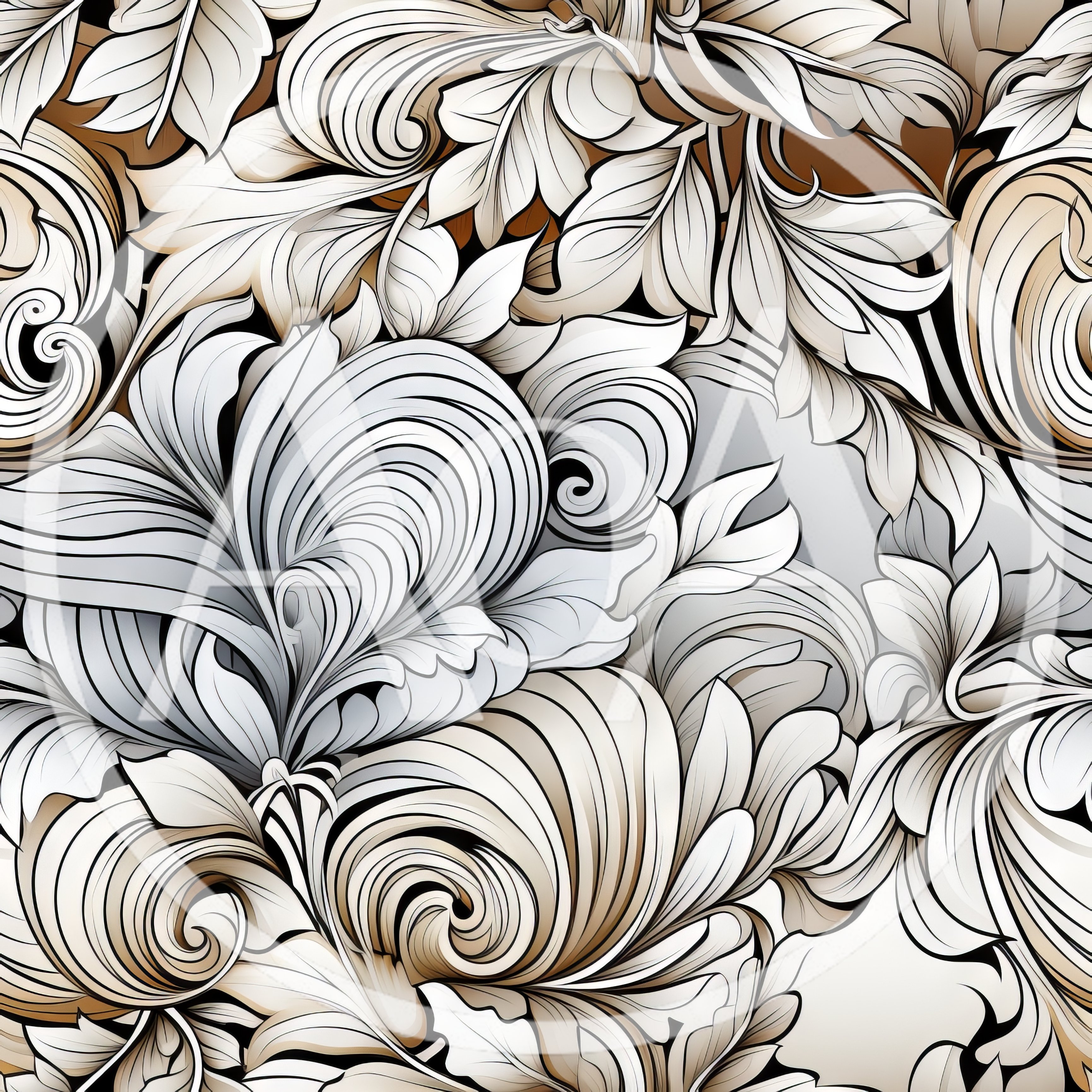 Seamless Baroque Floral Pattern With Ornate Swirls