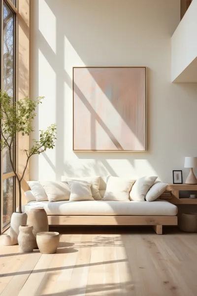 Minimalist Living Room With Natural Light And Art