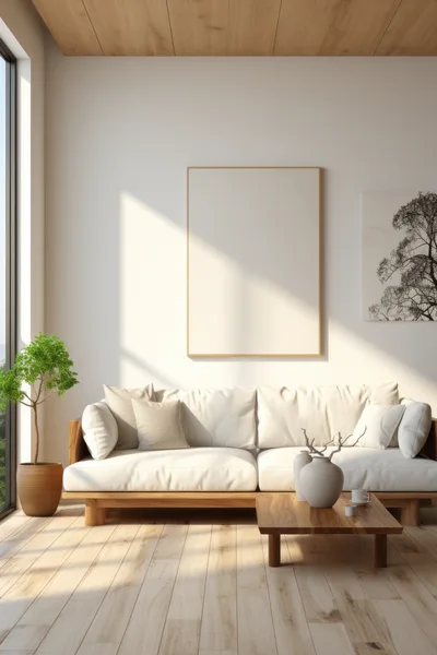 Modern Minimalist Living Room Interior With Sofa
