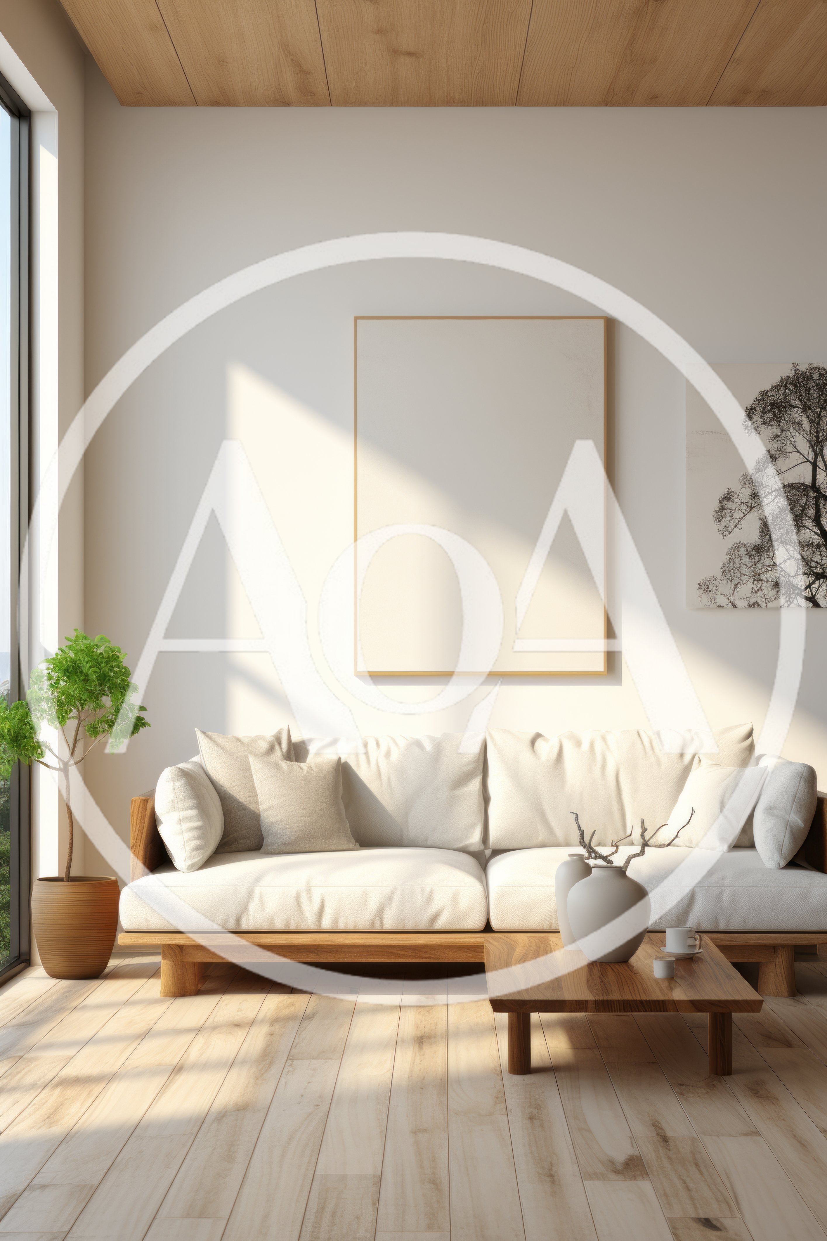 Modern Minimalist Living Room Interior With Sofa