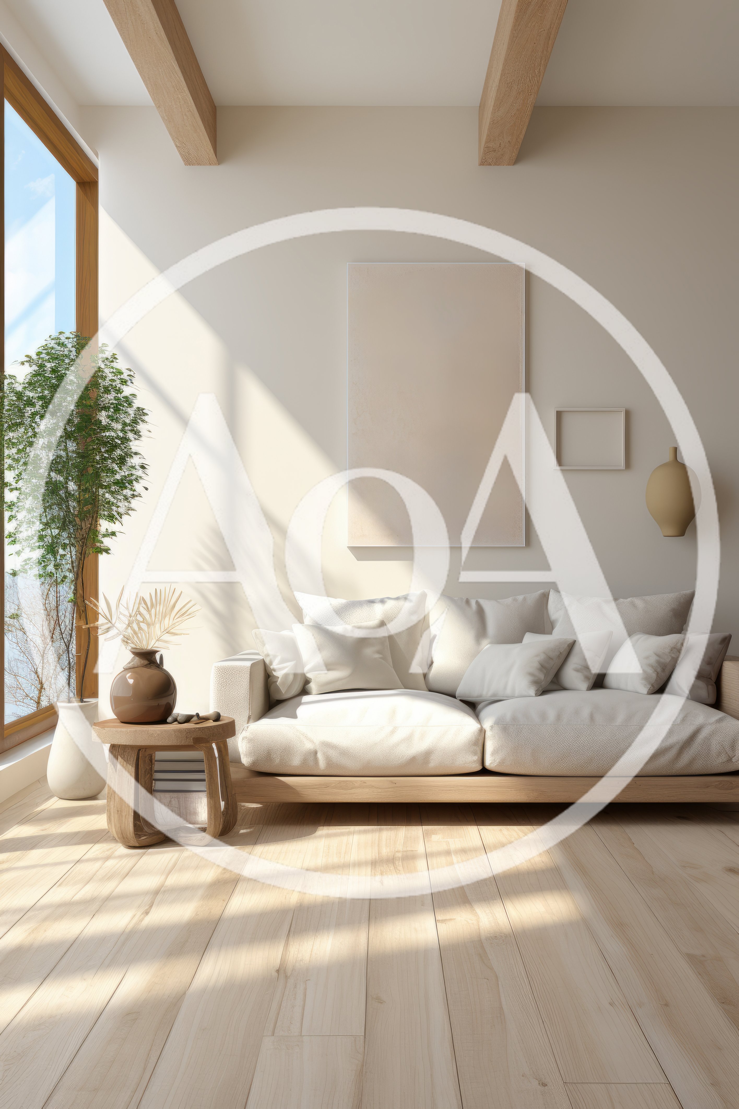 Minimalist Living Room Interior With Neutral Decor