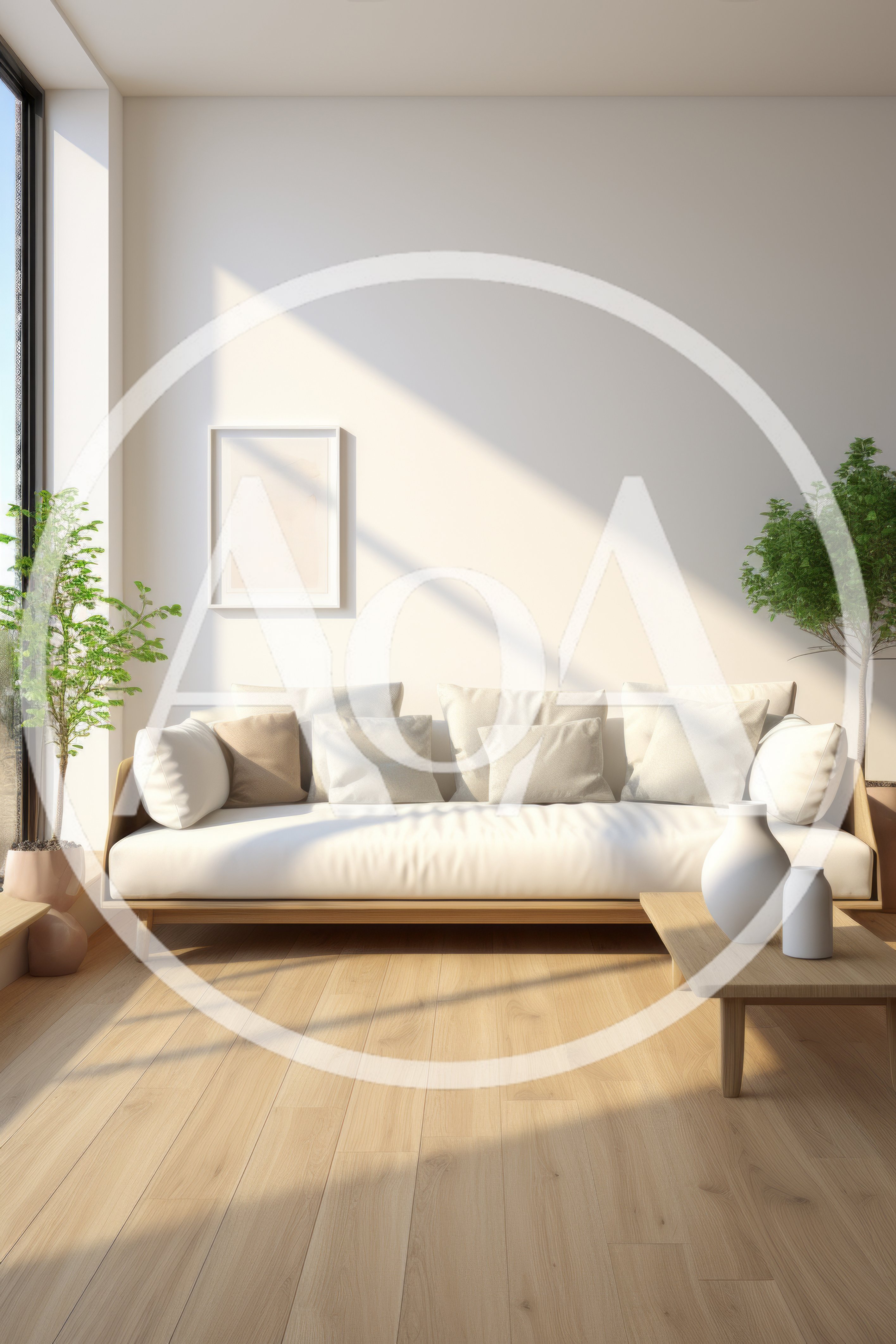 Minimalist Living Room Interior With Sofa And Plants