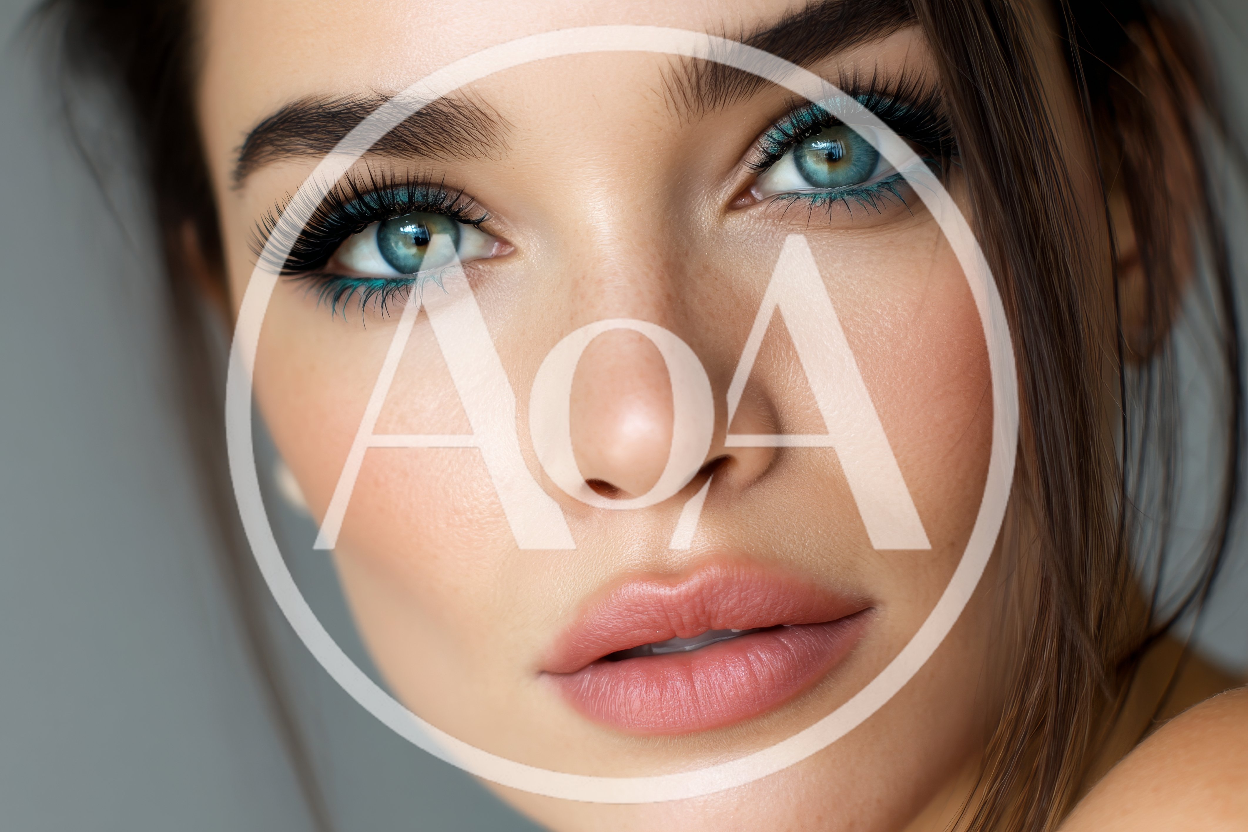 Close Up Portrait Of A Beautiful Woman With Blue Eyes