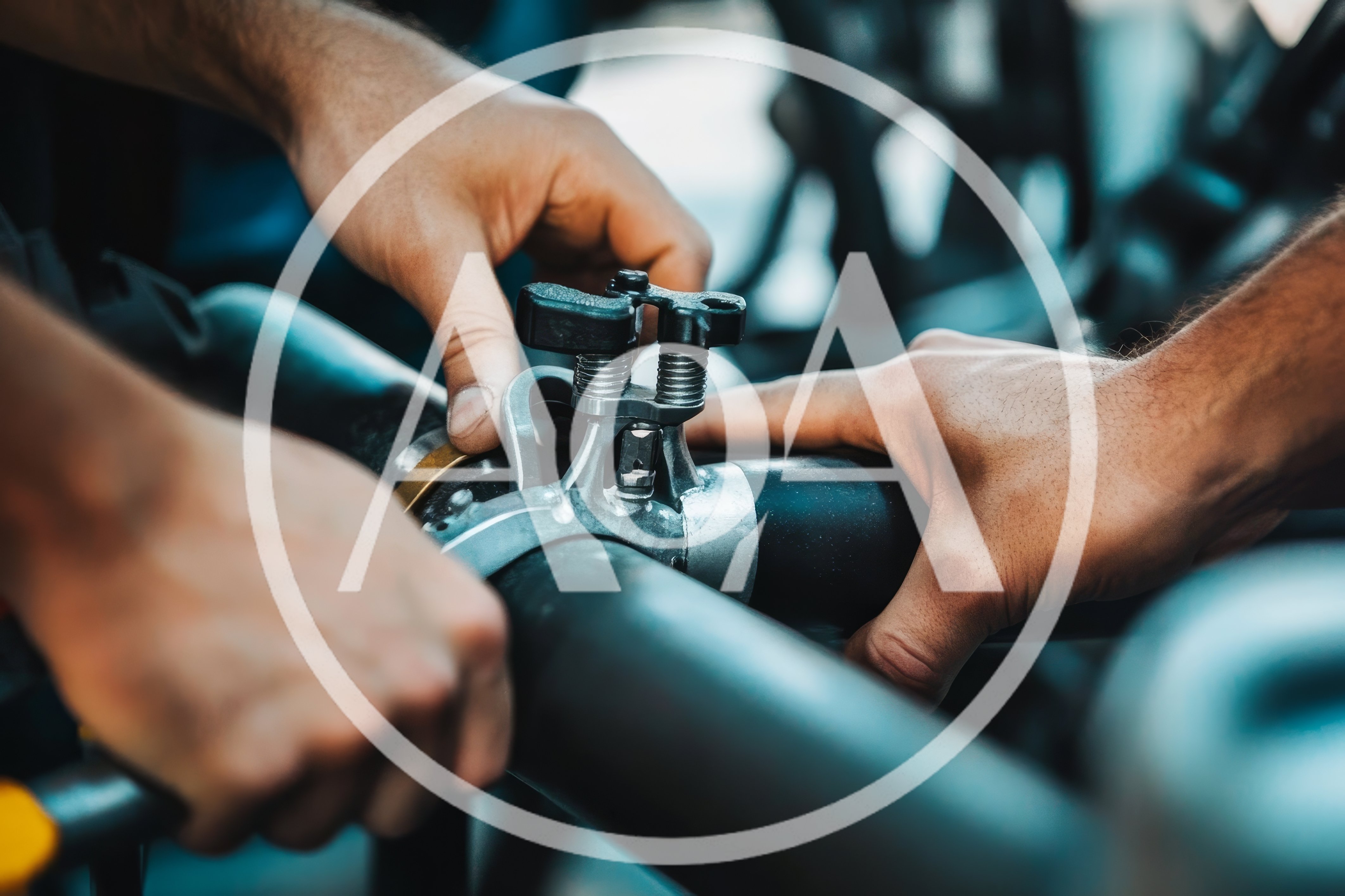 Technician Adjusting Industrial Pipe Clamp Mechanism