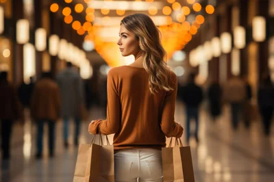 Young Woman Shopping In A Modern Mall