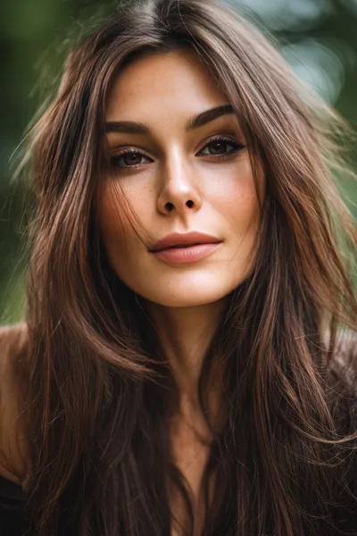 Portrait Of A Beautiful Young Woman With Long Hair
