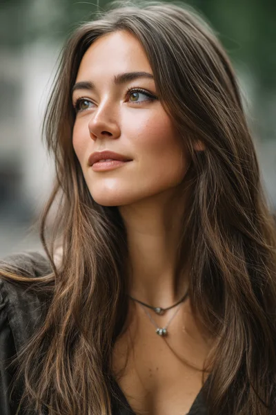 Portrait Of A Young Woman With Long Brown Hair