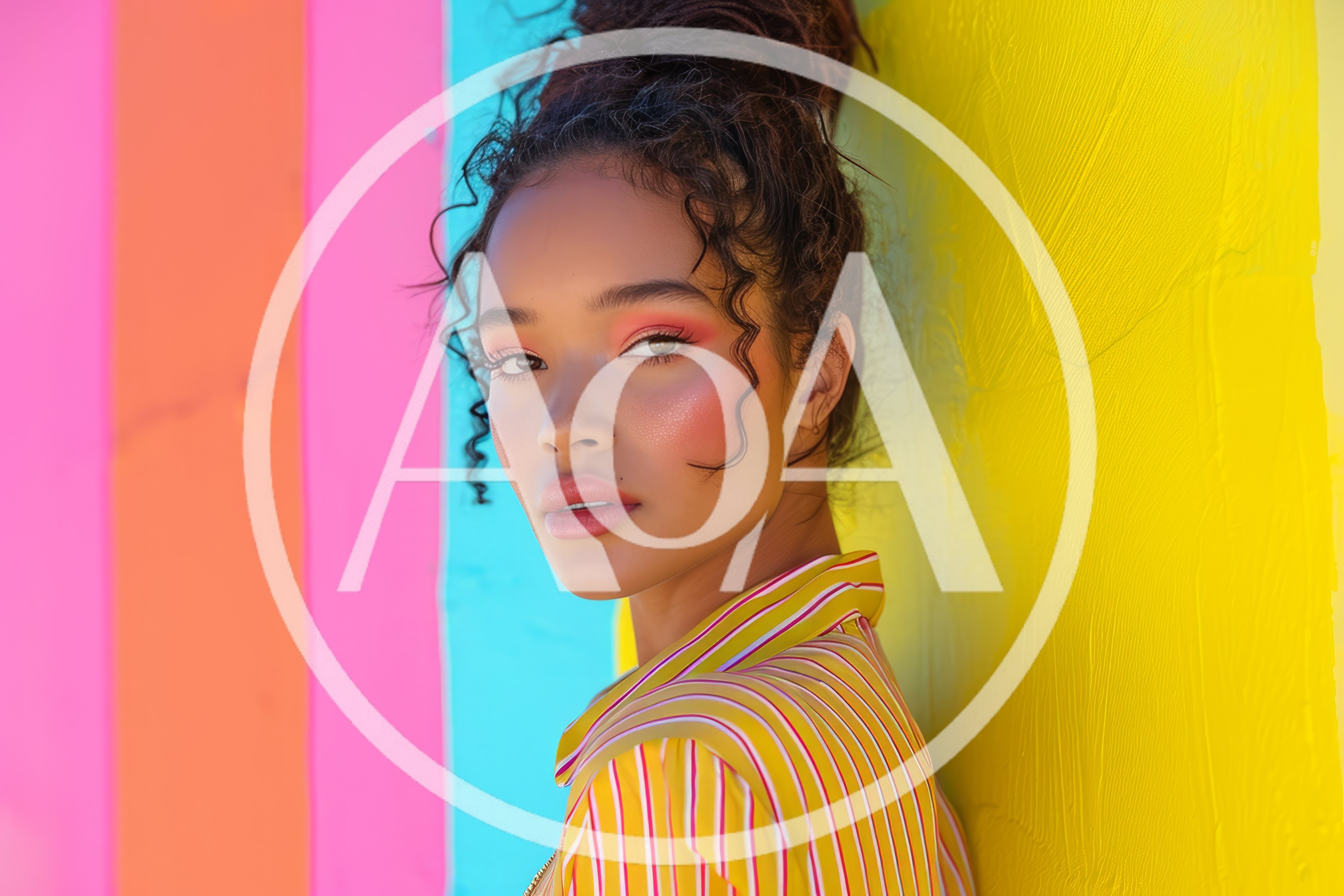 Portrait Of A Young Woman Against Colorful Background