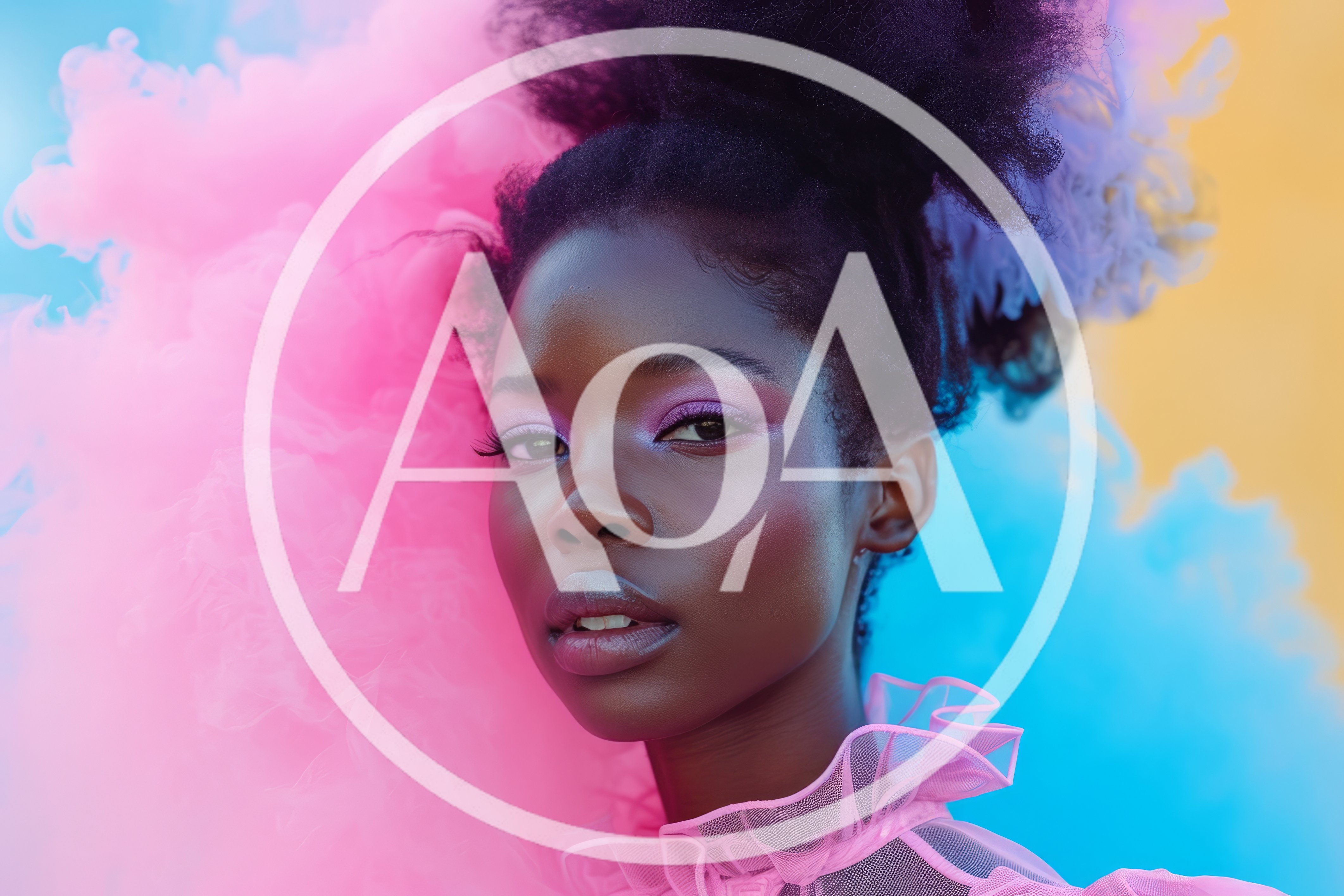 Portrait Of A Young Black Woman With Colorful Smoke