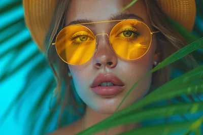 Portrait Of A Woman Wearing Yellow Sunglasses