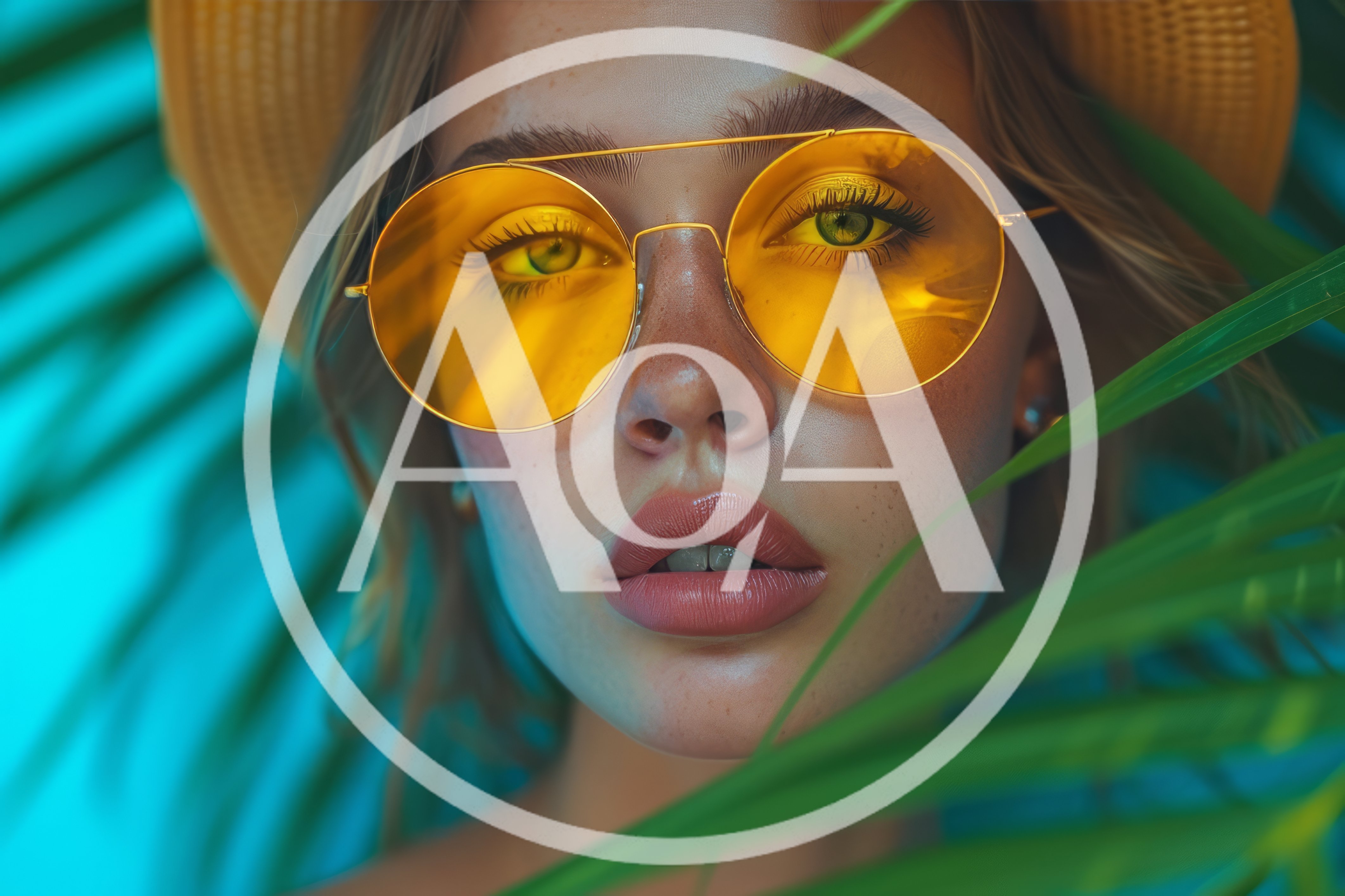 Portrait Of A Woman Wearing Yellow Sunglasses