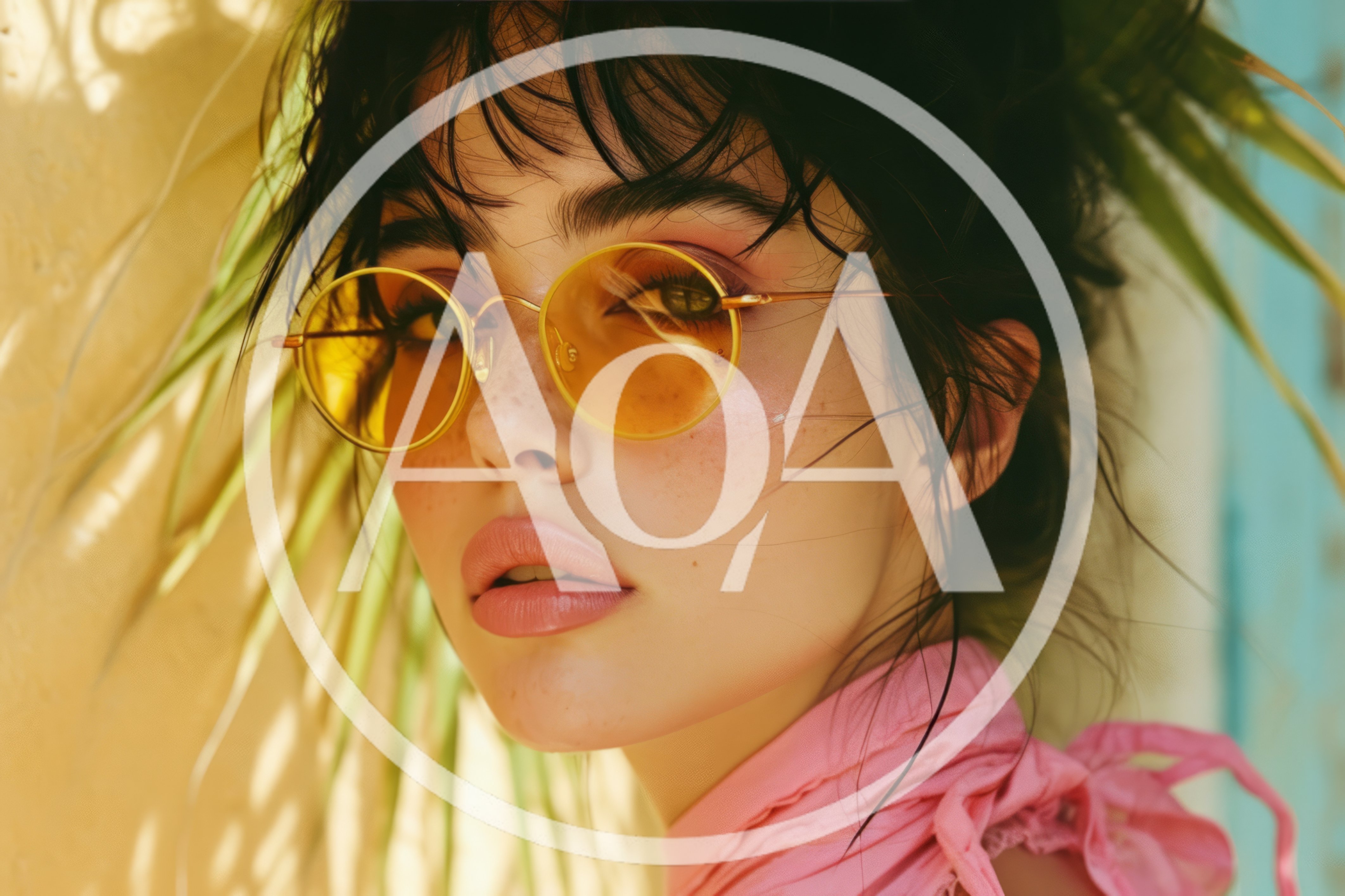 Portrait Of A Young Woman Wearing Yellow Sunglasses