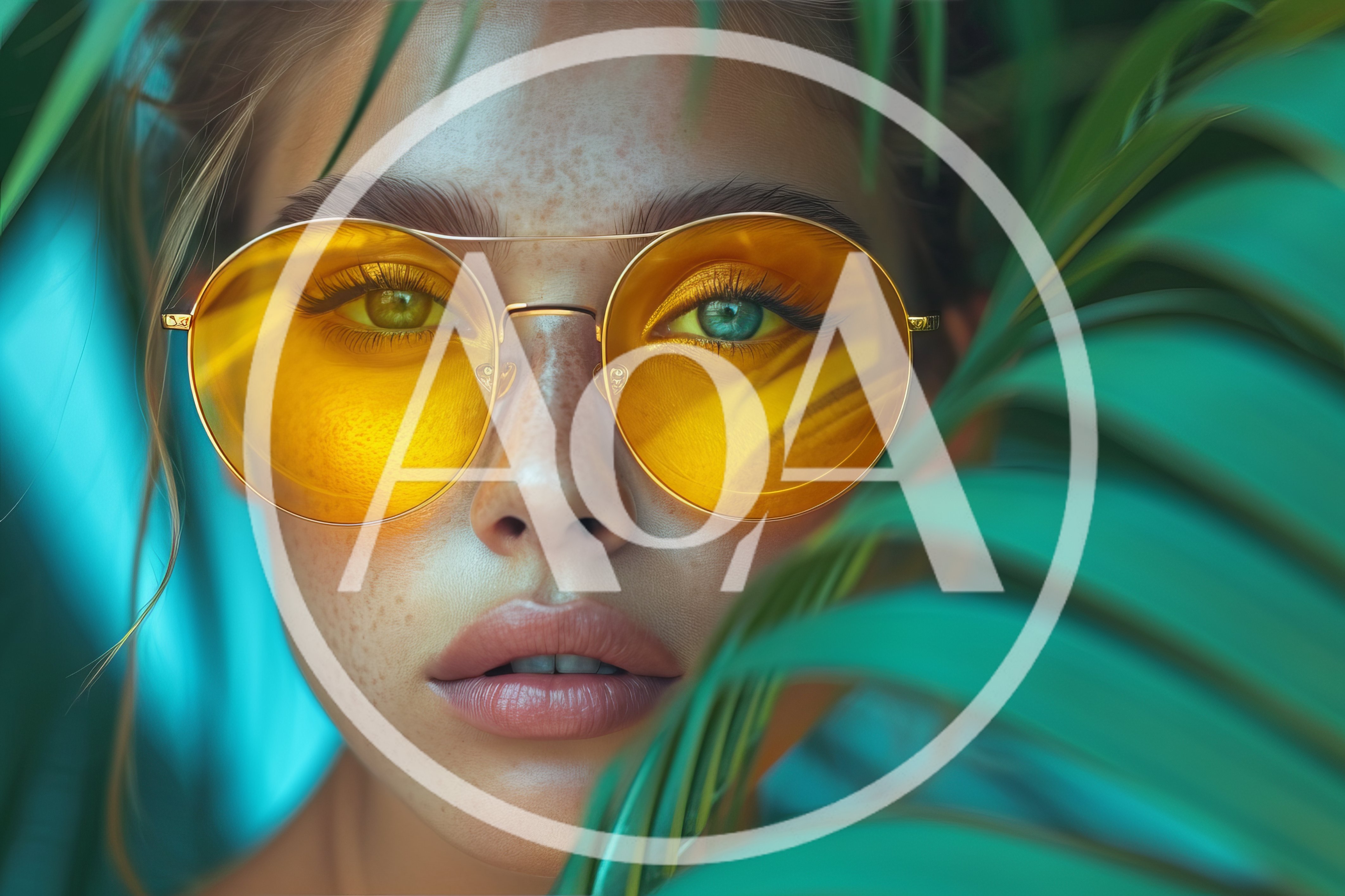 Portrait Of A Woman Wearing Yellow Tinted Sunglasses