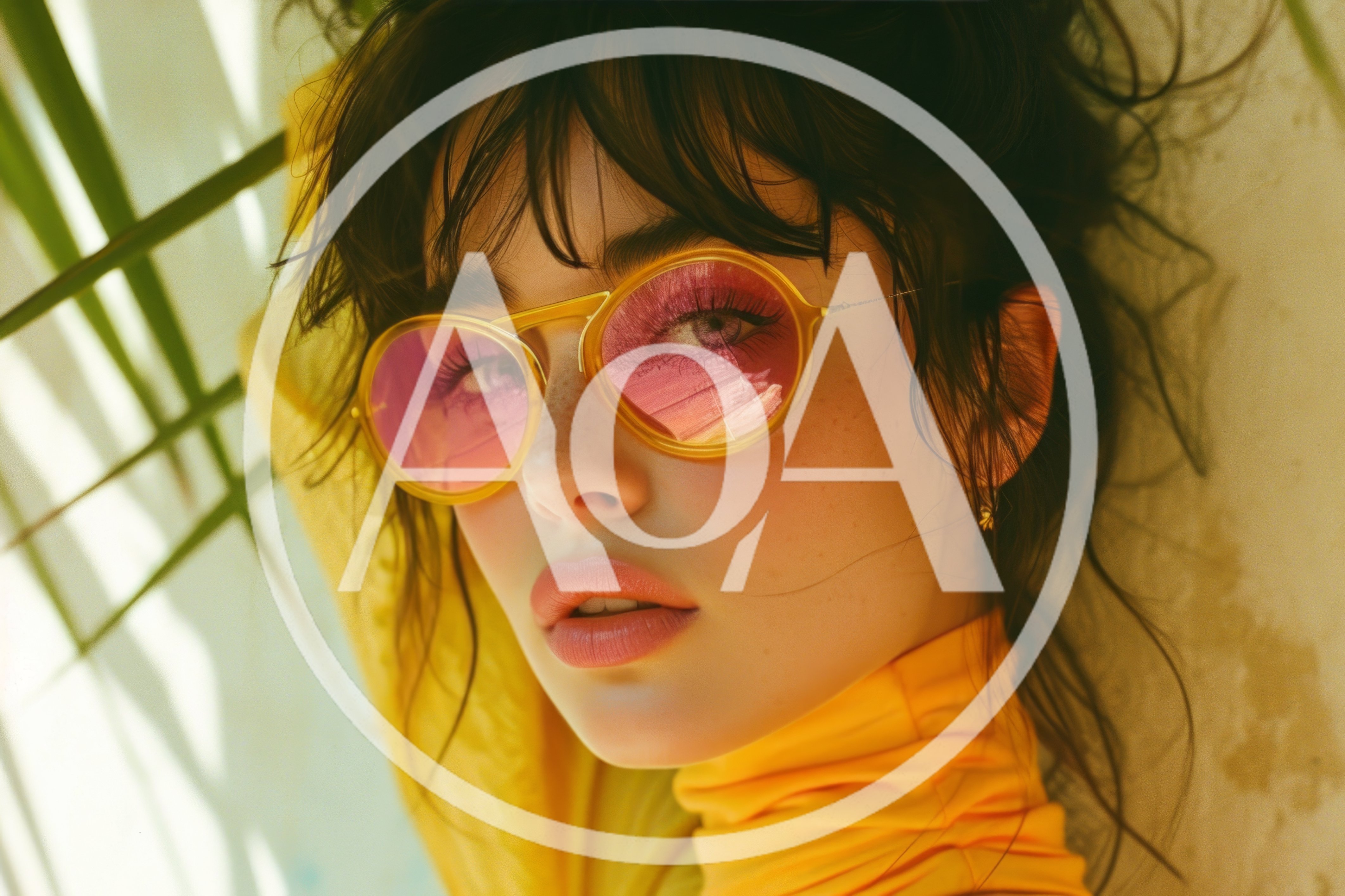 Portrait Of A Young Woman Wearing Pink Tinted Sunglasses
