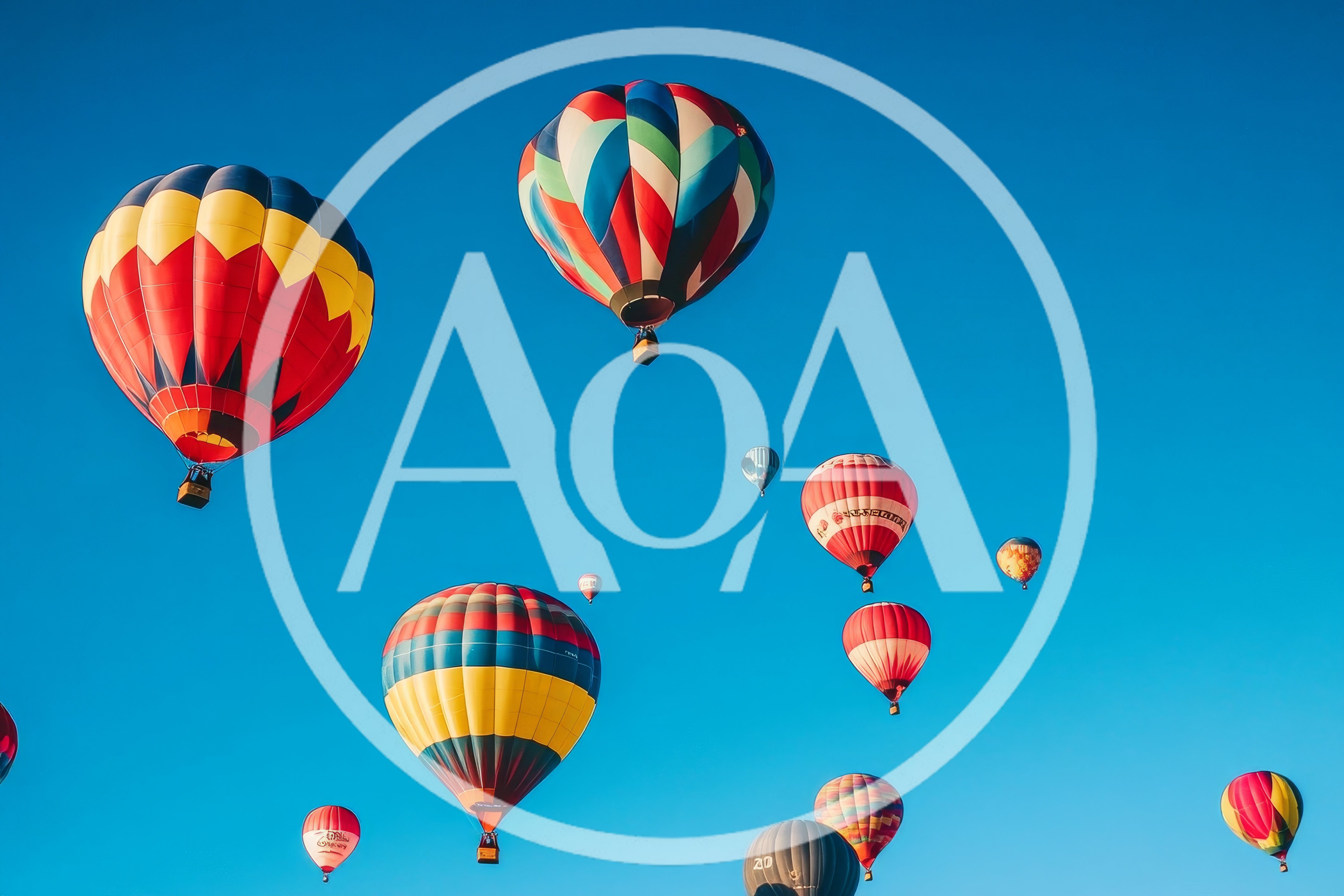 Colorful Hot Air Balloons Floating In Clear Blue Sky
