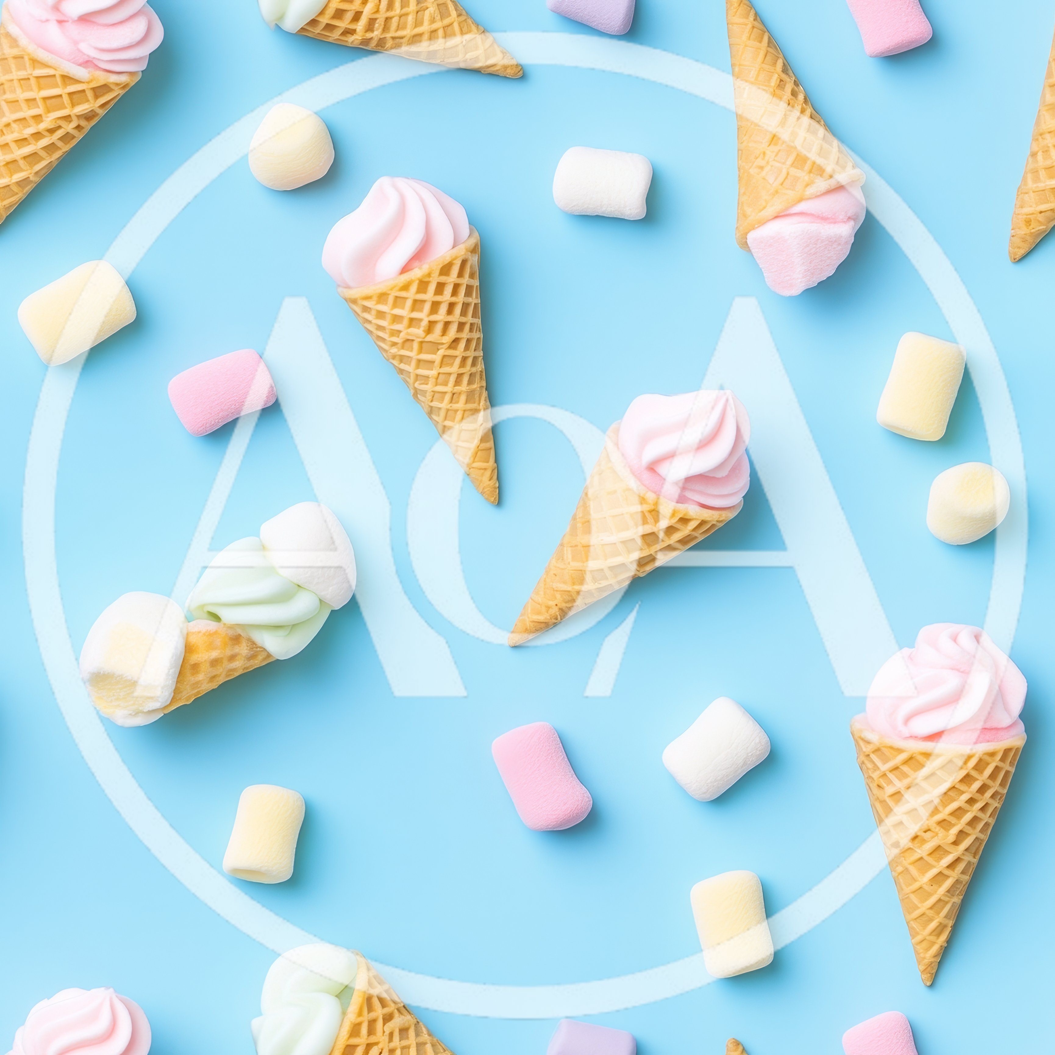 Ice Cream Cones and Marshmallows Pattern