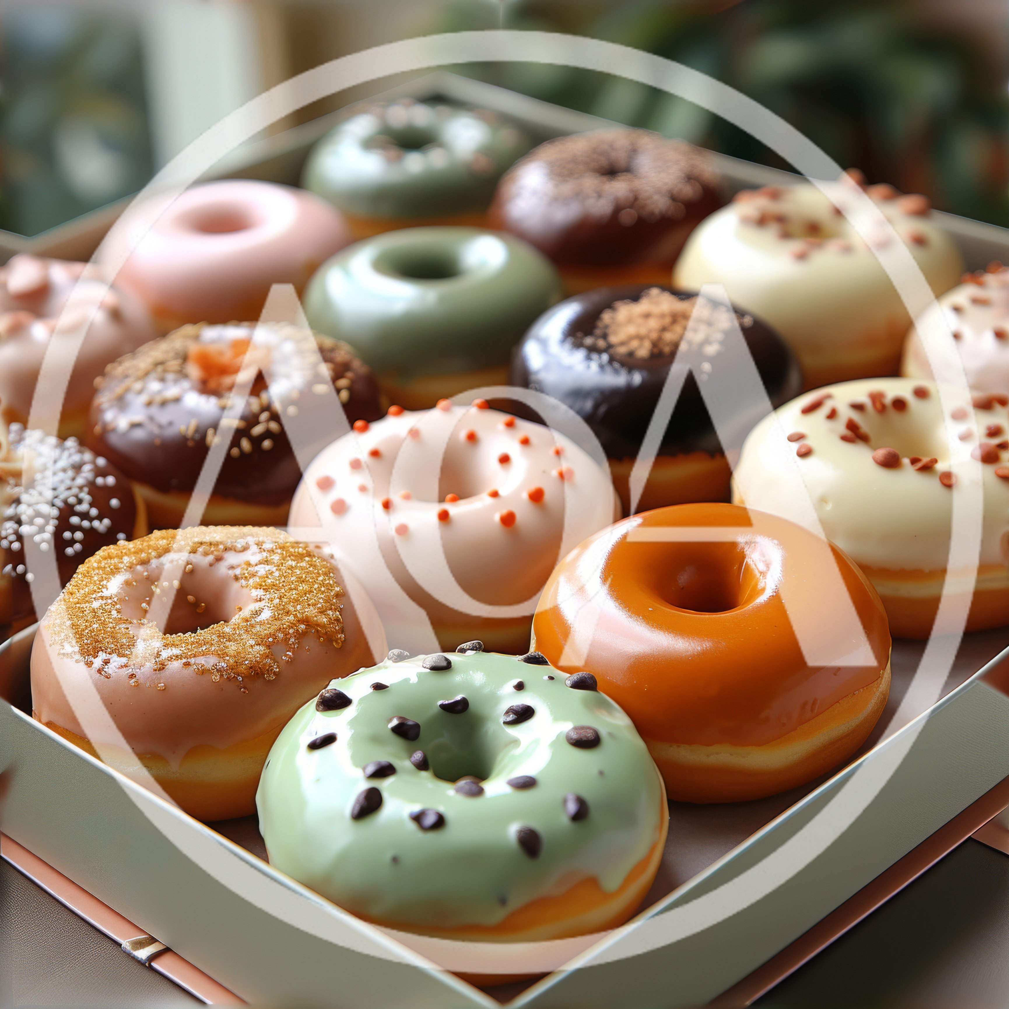 Assorted Gourmet Donuts In A Cardboard Box
