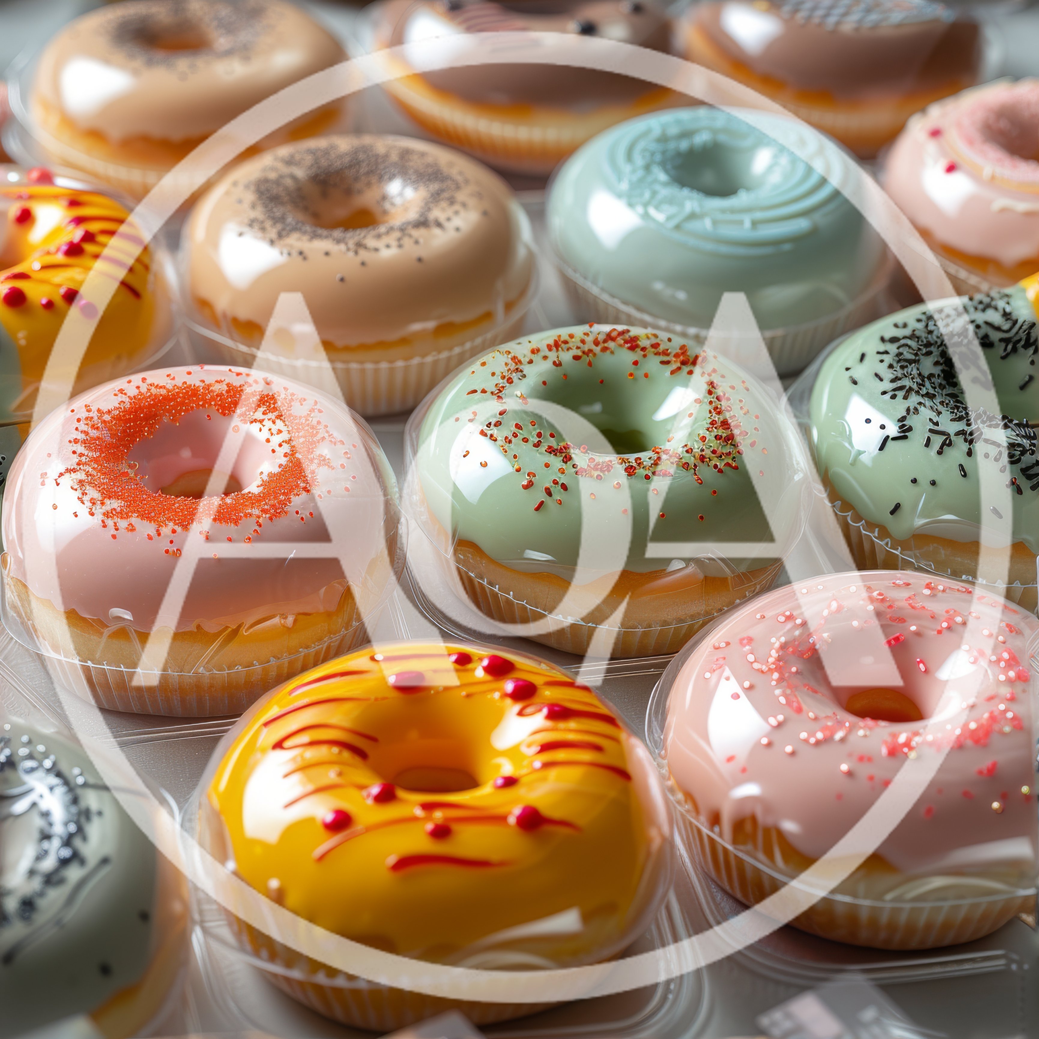 Assorted Glazed Donuts In Plastic Packaging