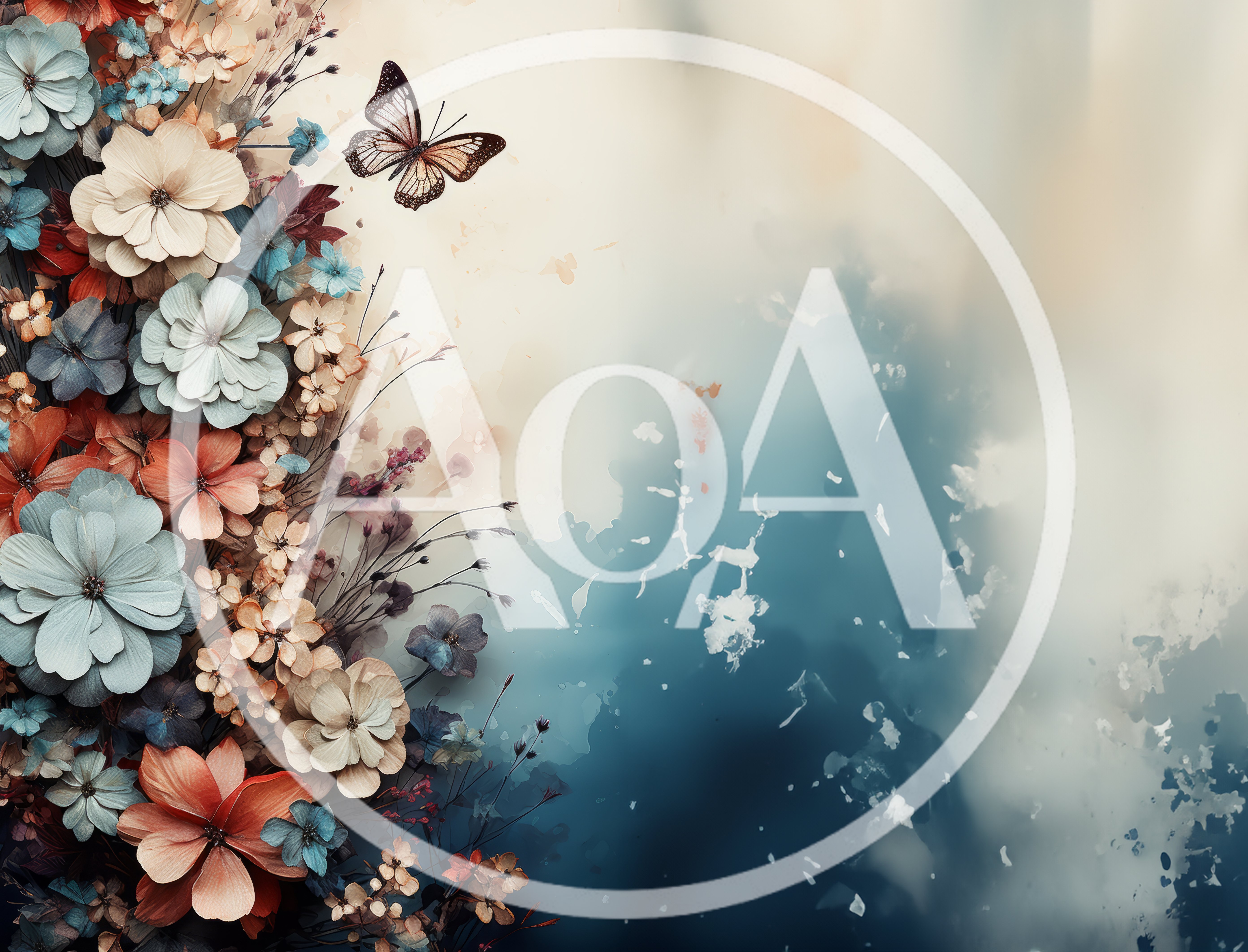 Watercolor Floral Arrangement With Butterfly