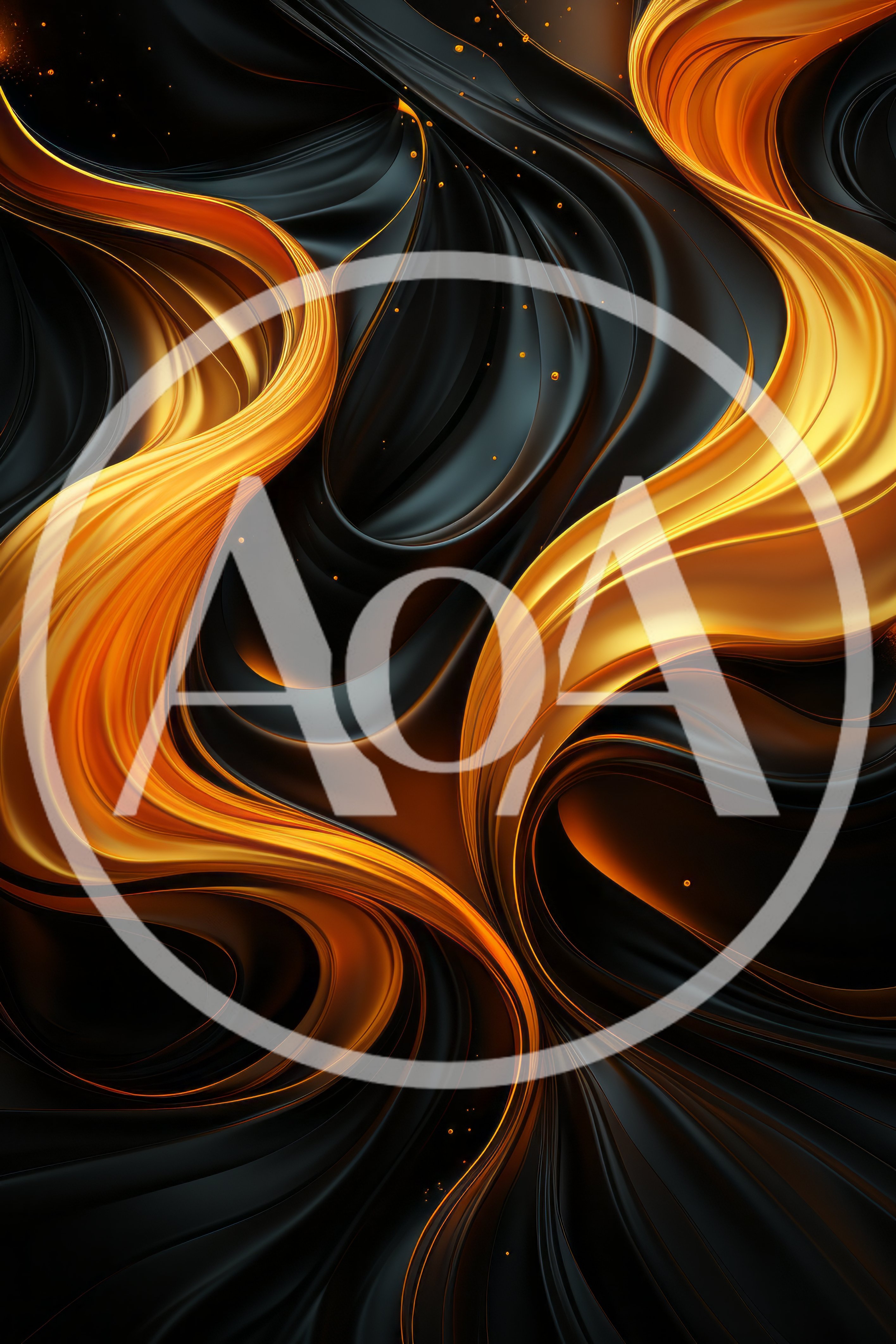 Abstract Flowing Liquid Gold And Black Silk Waves
