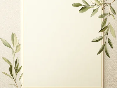 Elegant Olive Branch Border On Textured Paper Background