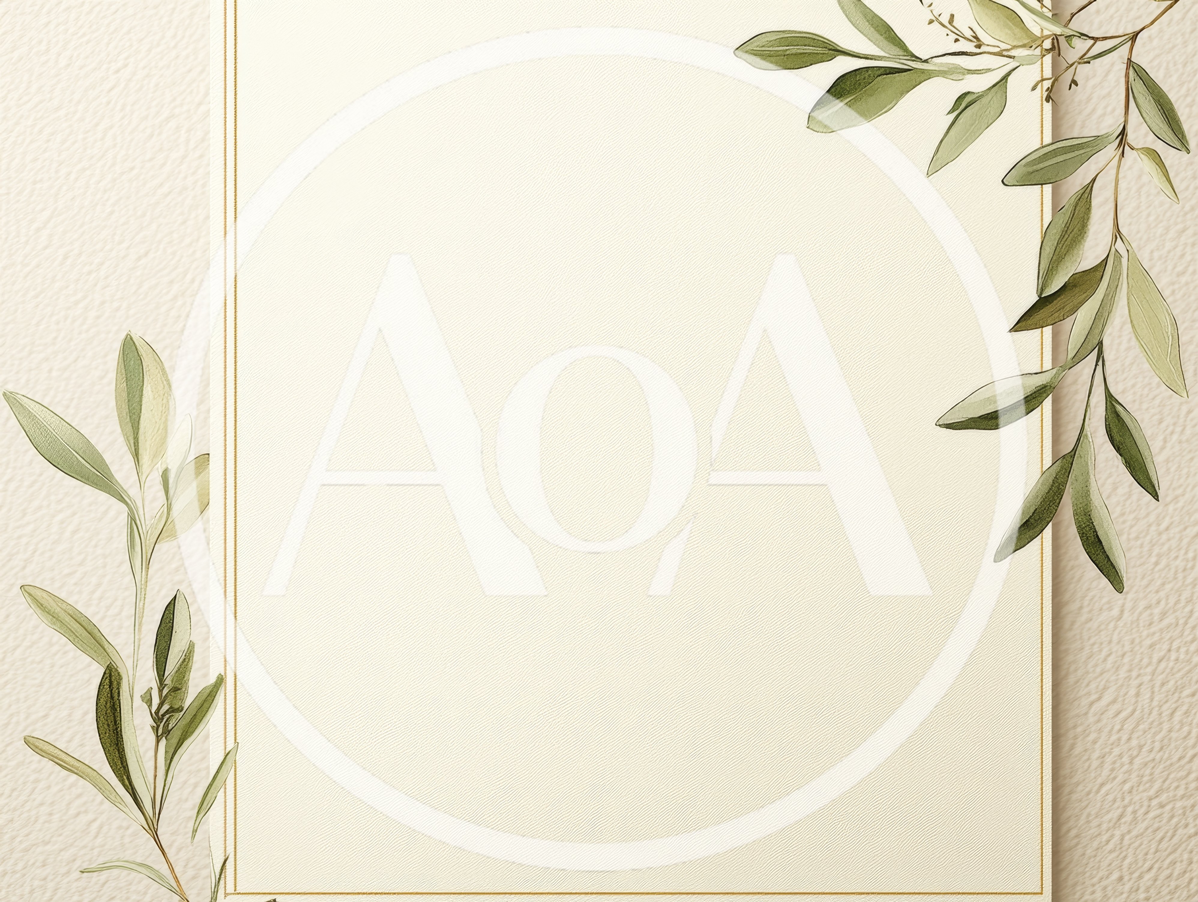Elegant Olive Branch Border On Textured Paper Background