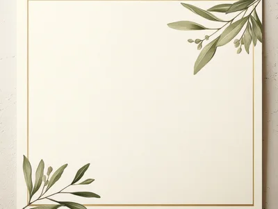 Elegant Olive Branch Border Frame On Textured Paper