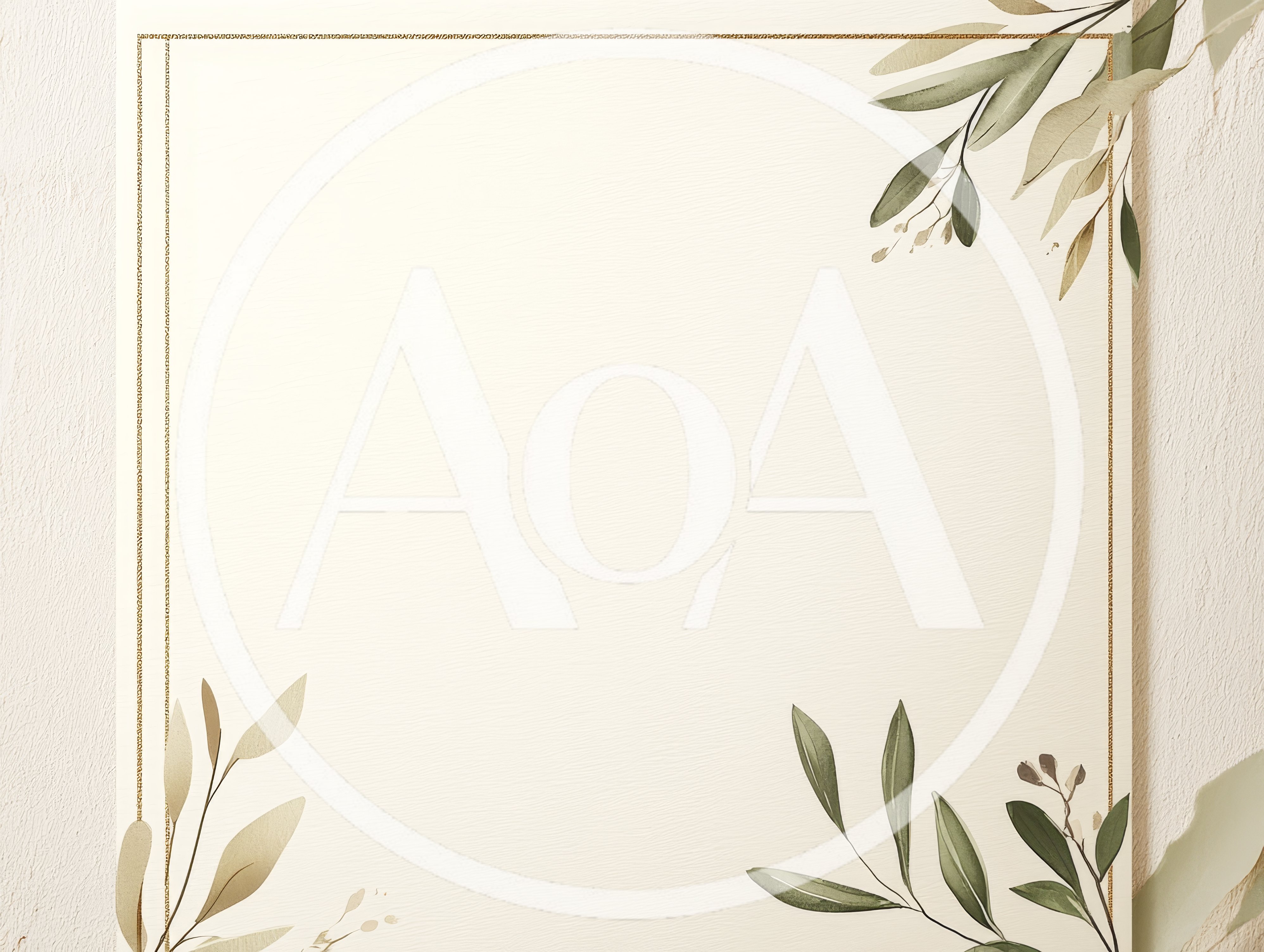 Elegant Botanical Frame With Gold Border
