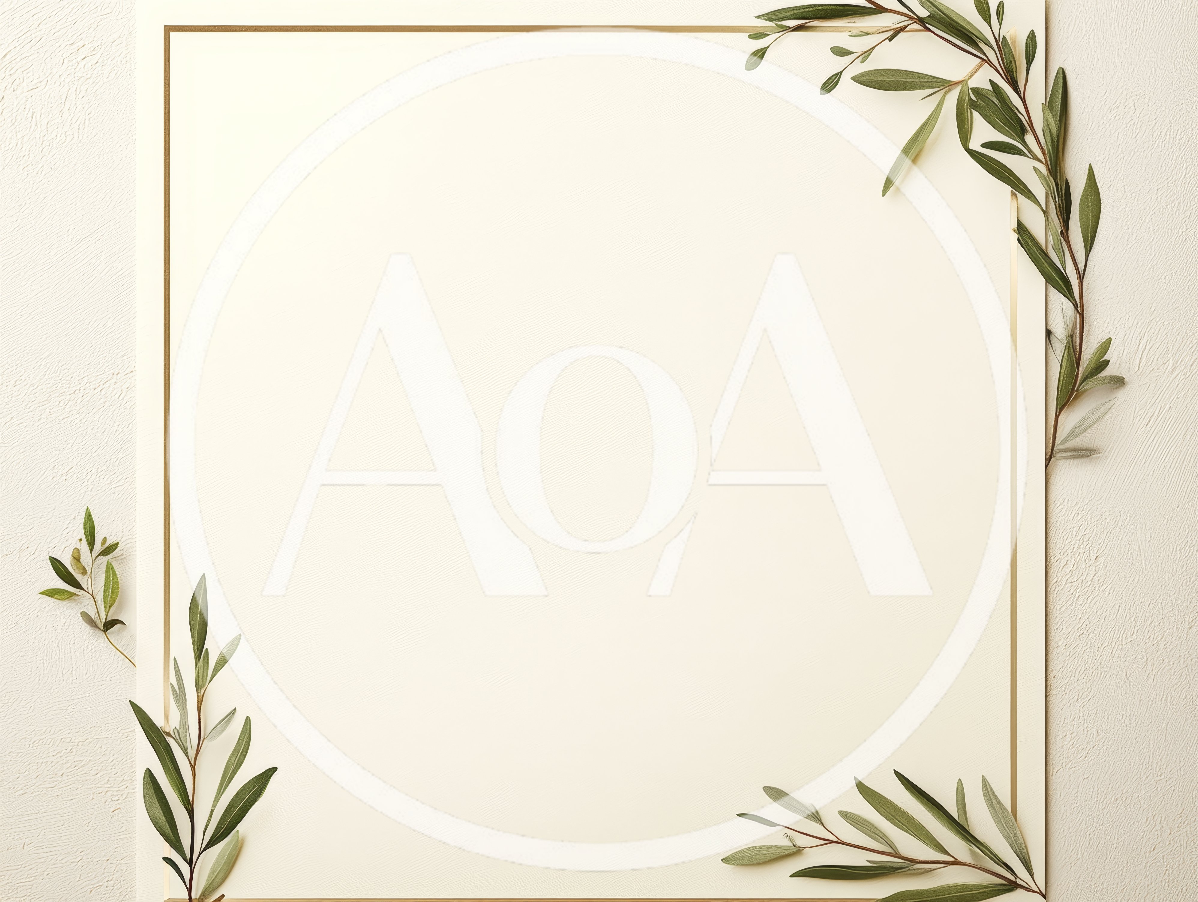 Minimalist Olive Branch Frame on Textured Paper