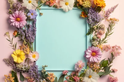 Floral Frame Border With Pastel Background