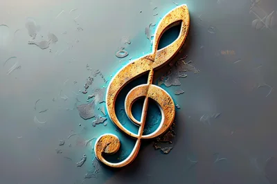 Golden Treble Clef Symbol On Textured Background