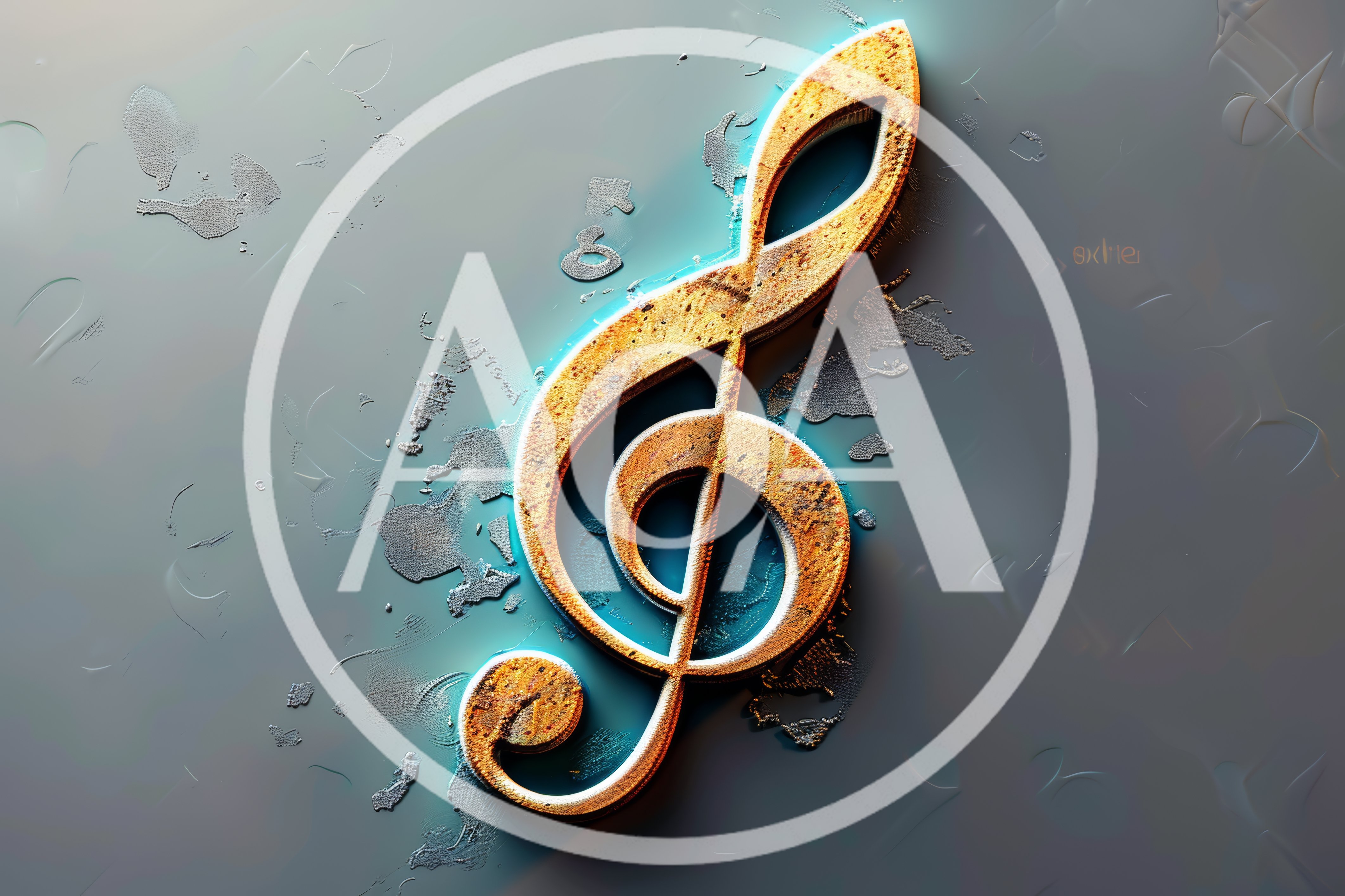 Golden Treble Clef Symbol On Textured Background