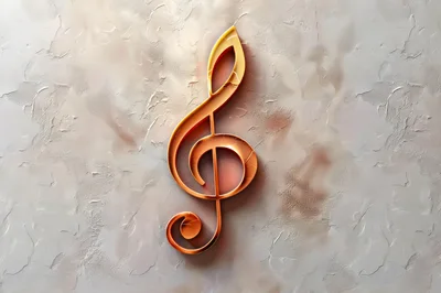 Golden Treble Clef Symbol On Textured Wall