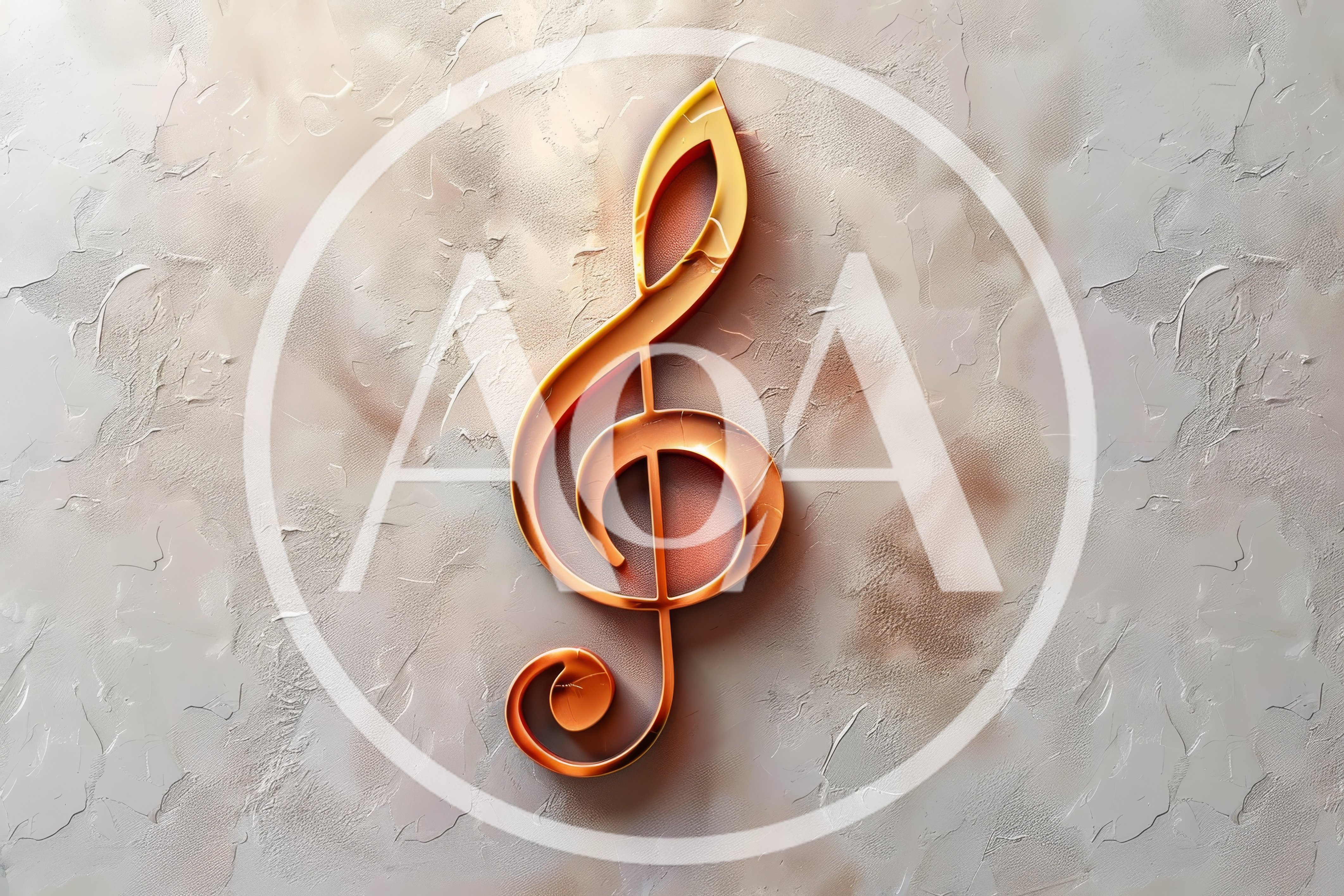 Golden Treble Clef Symbol On Textured Wall