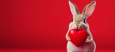 Cute Rabbit Holding A Red Heart