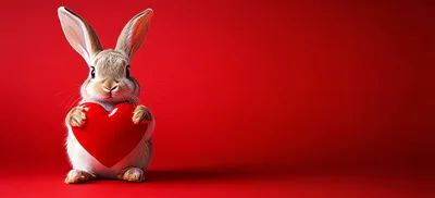 Cute Rabbit Holding A Red Heart