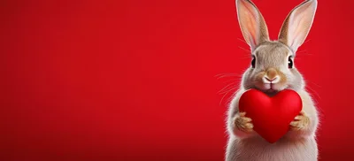 Cute Rabbit Holding A Red Heart