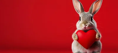 Cute Rabbit Holding A Red Heart