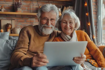 Senior Couple Using A Laptop Together At Home