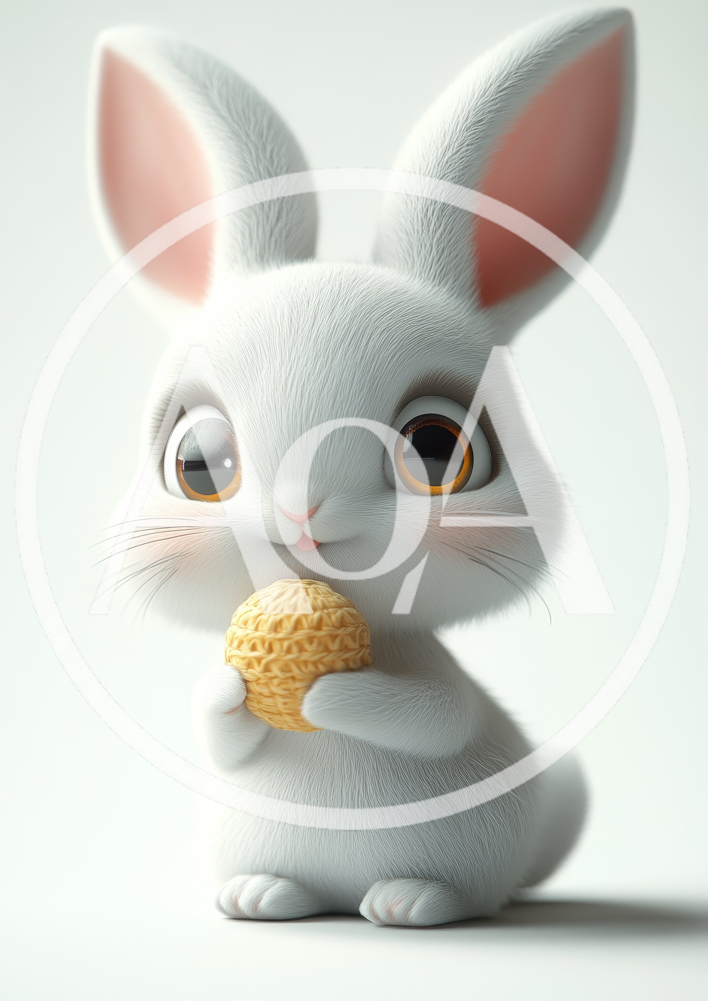 Cute White Bunny Holding A Textured Ball